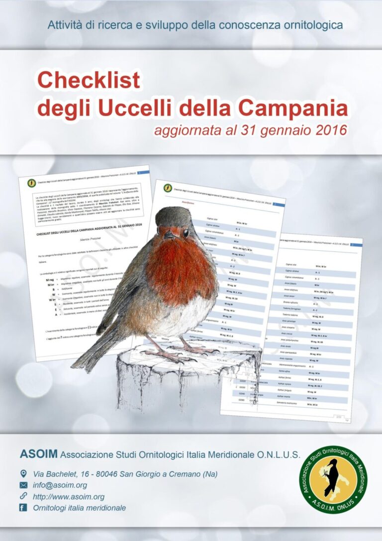 Checklist Uccelli della Campania – 31 gennaio 2016