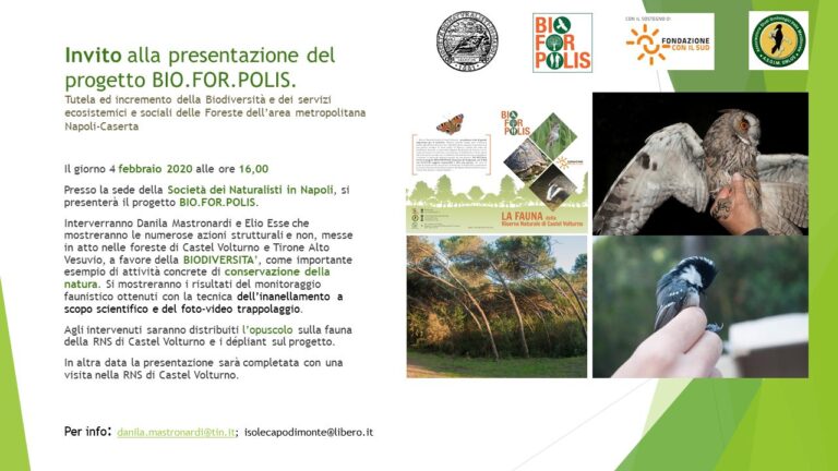 Presentazione dell’opuscolo sulla fauna della RNS di Castel Volturno.